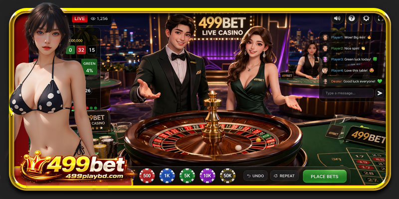 499bet live roulette dealer spinning wheel real casino view