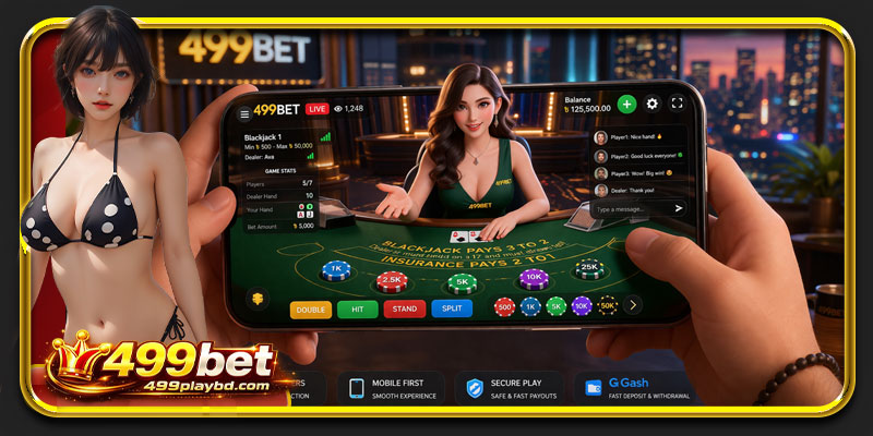499bet live casino mobile gameplay interface betting screen